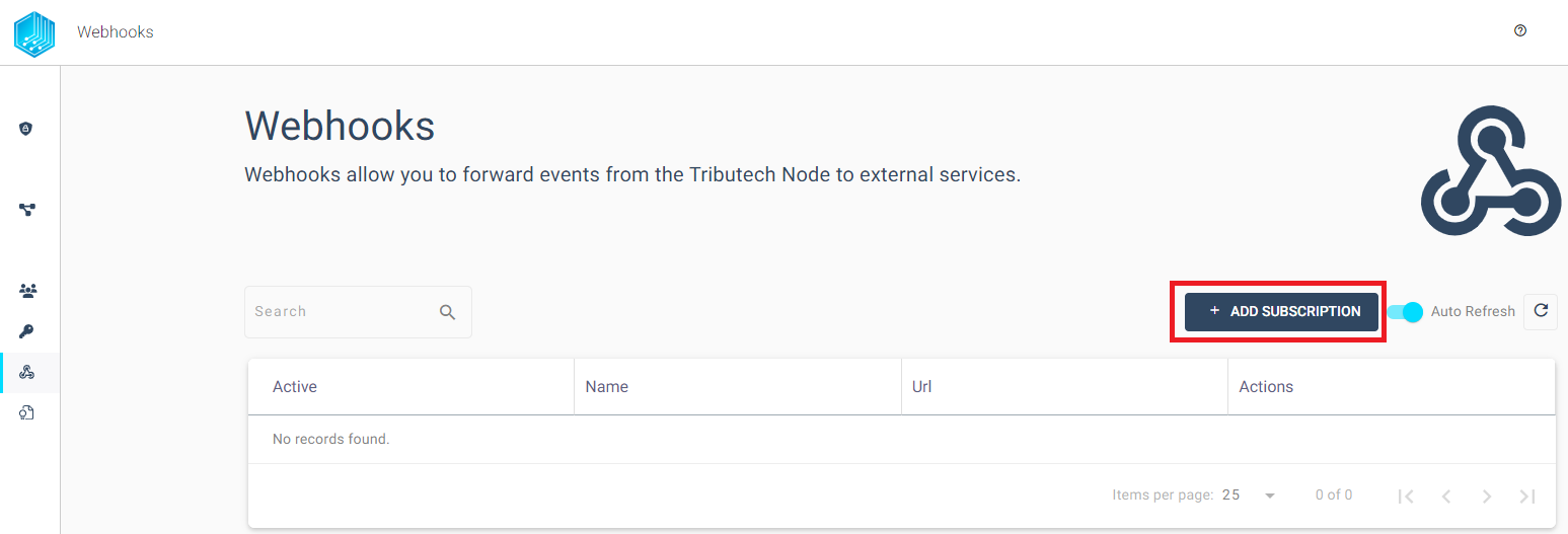 Tributech Node - Webhooks Add Subscription