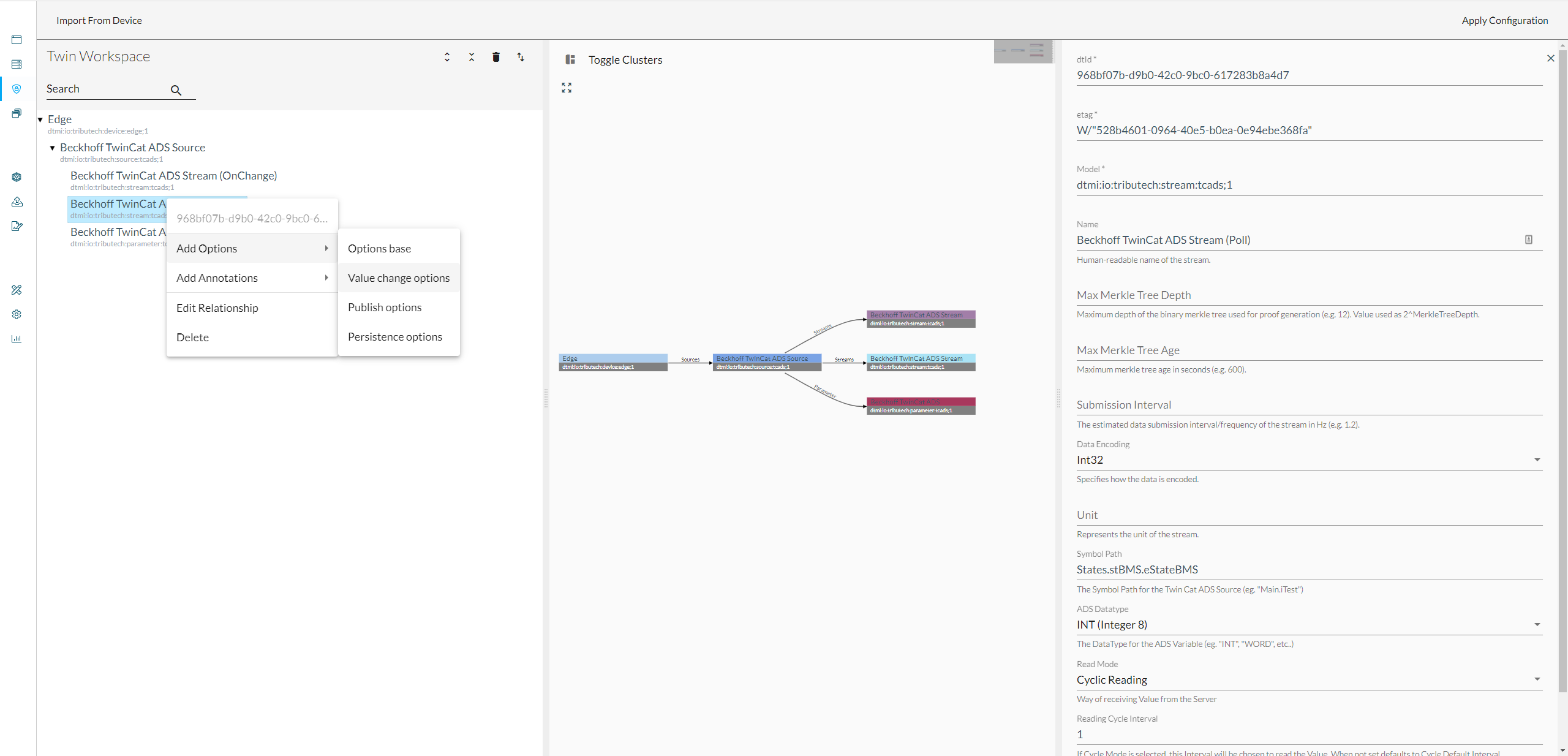 ADS Source - Data Space Admin - On Change Options Setup