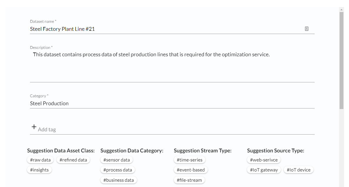 Fill in Dataset information