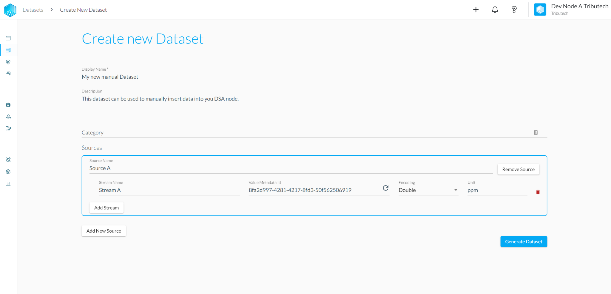 Fill in Dataset information