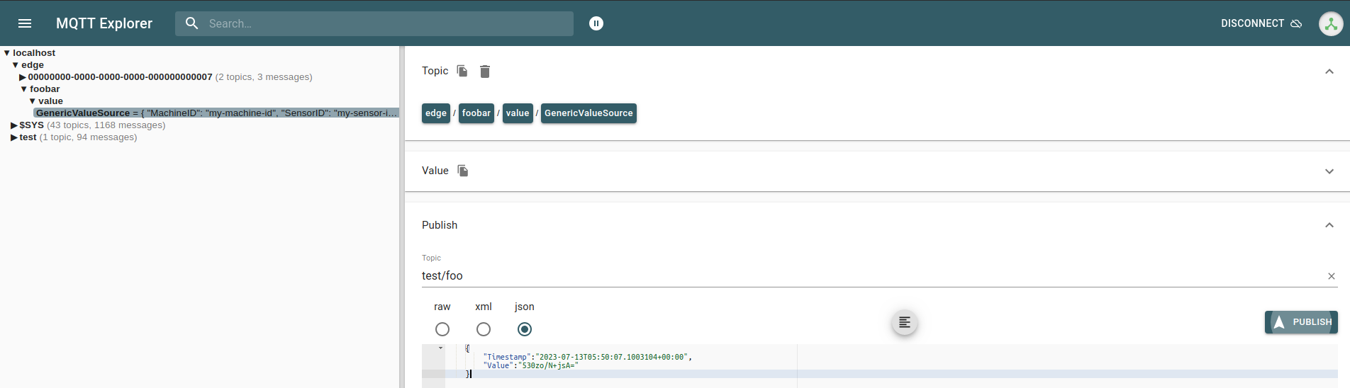 **Mqtt Explorer publish**