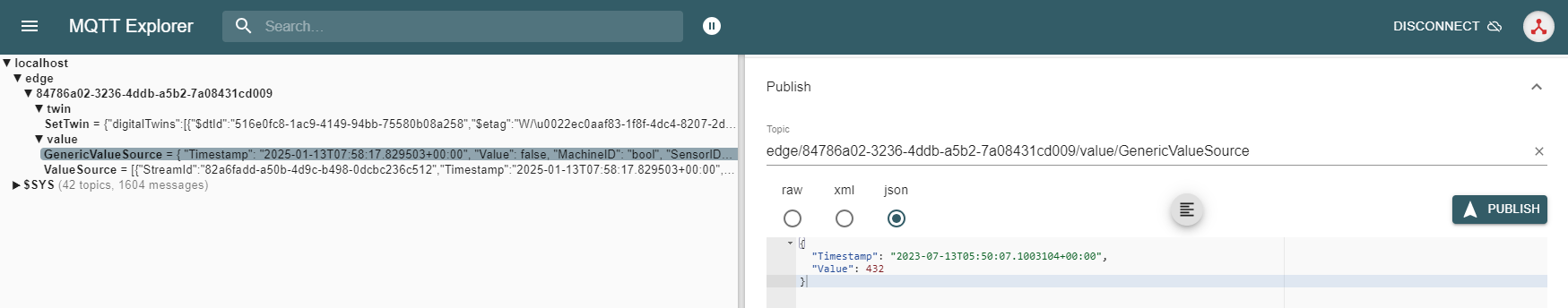 **Mqtt Explorer publish**